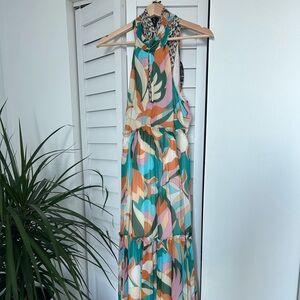 Anthropologie retro multi-color maxi dress